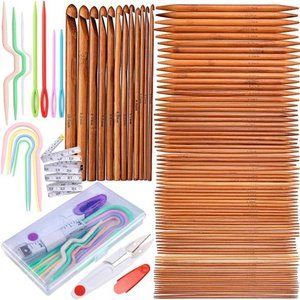 Knitting Needles Set,75PCS Bamboo Double Pointed Knitting Needles (7.9'' Length)